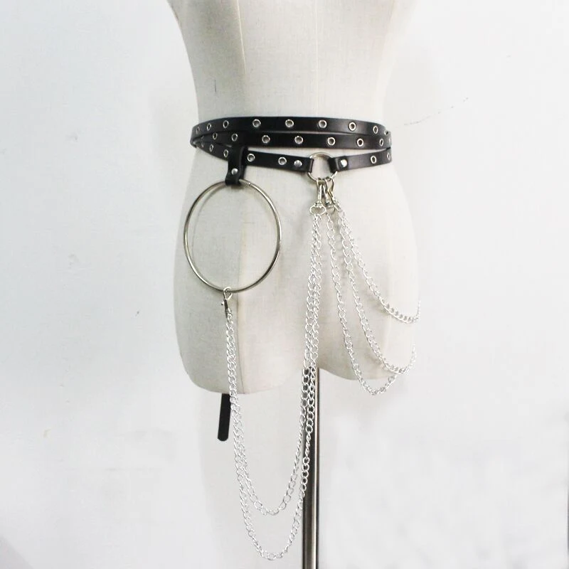 Title 9, Punk Concave Shape Waist Chain Casual Belt Chai...