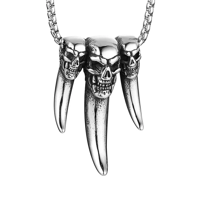 Colar de Dente de Lobo Indiano Caveira Masculino, acessório de moda estiloso, presente ideal, design único, atraente e resistente. — foto 6