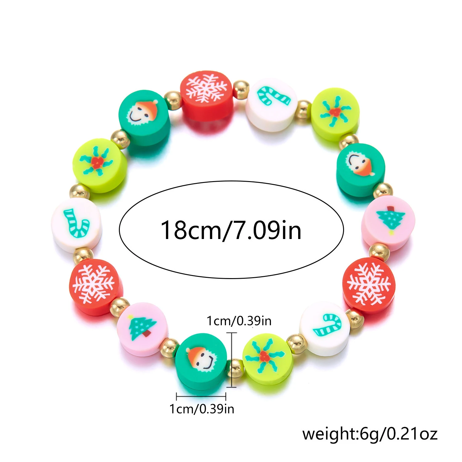 Pulseira de Natal Feminina Boneco de Neve Argila Polimérica Enfeite festivo e charmoso, essa pulseira adiciona um toque especial ao seu visual, perfeito para celebrar o Natal com alegria. — foto 1
