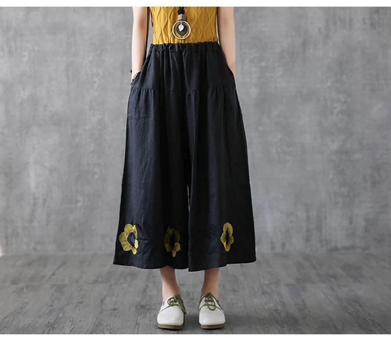 Title 6, Ladies New Summer Retro Hemp Embroidered Flower...