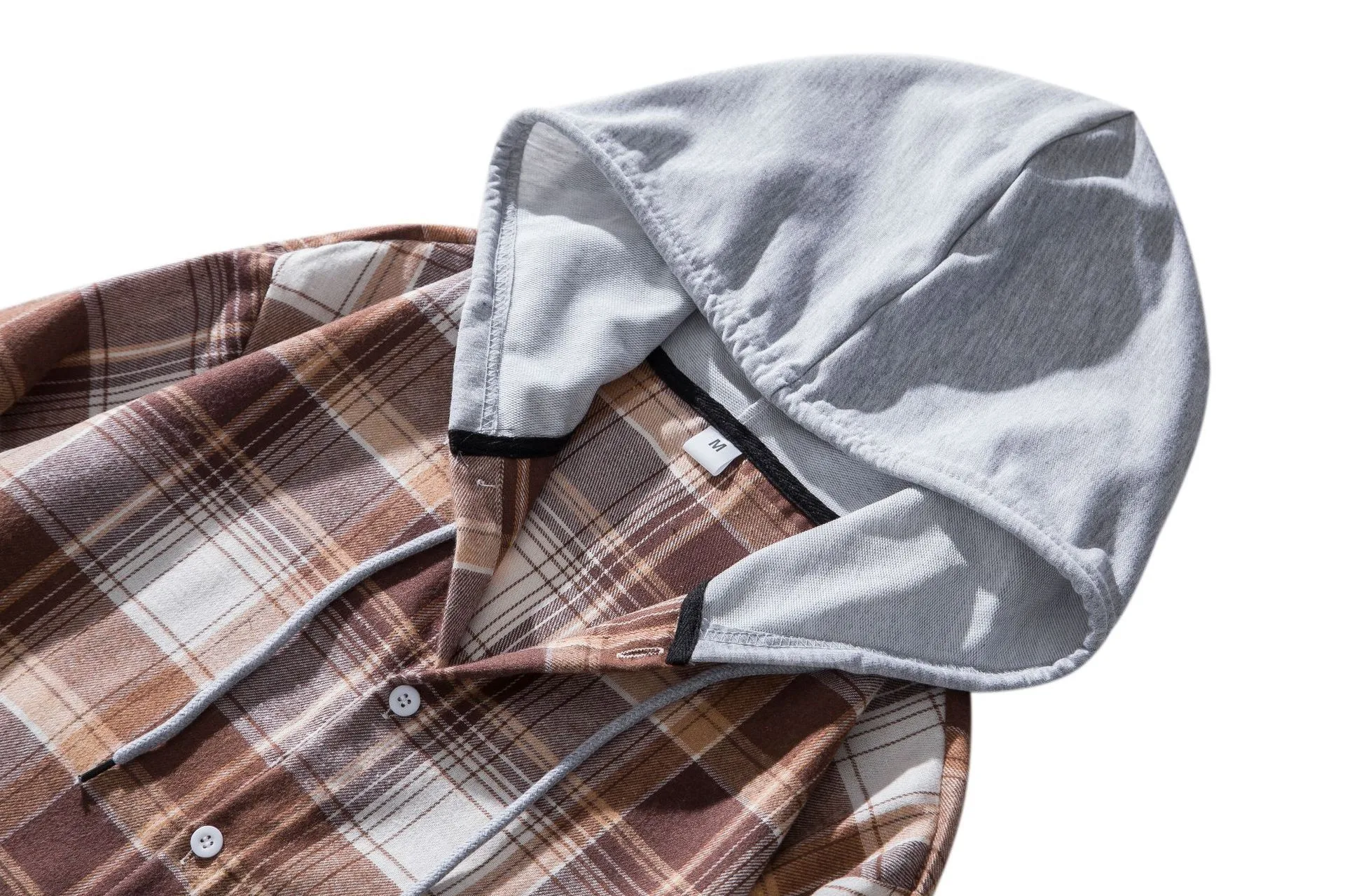 Title 39, Camisa xadrez com capuz para homens, estilo eur...