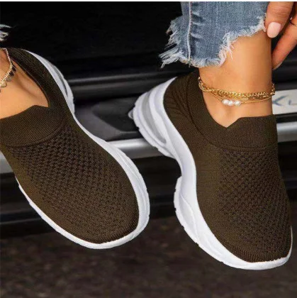 White Women's Sneakers Sports Shoes Vulcanize Female Sock Summer Sneakers Trainers Casual Comfortable and Breathable — photo 1