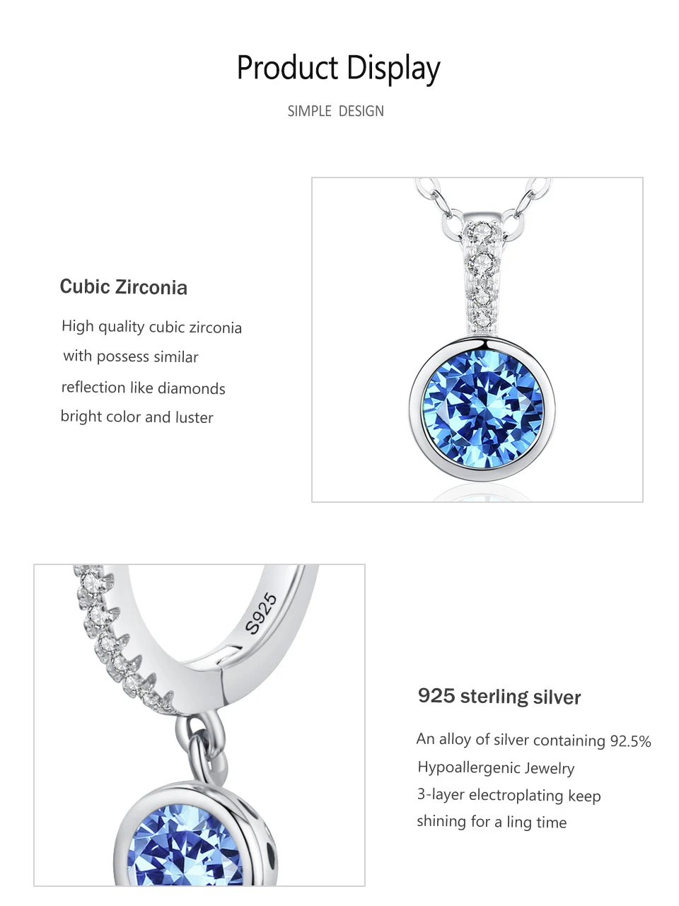 Title 7, Conjunto feminino de brincos e colar com diaman...