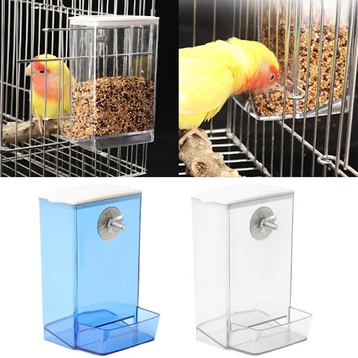 Bird Feeding Box Dustproof Food Dispenser AntiSplash Parrots Food Feeding Birds Cage Screw Feeder Clear Food Container — photo 2