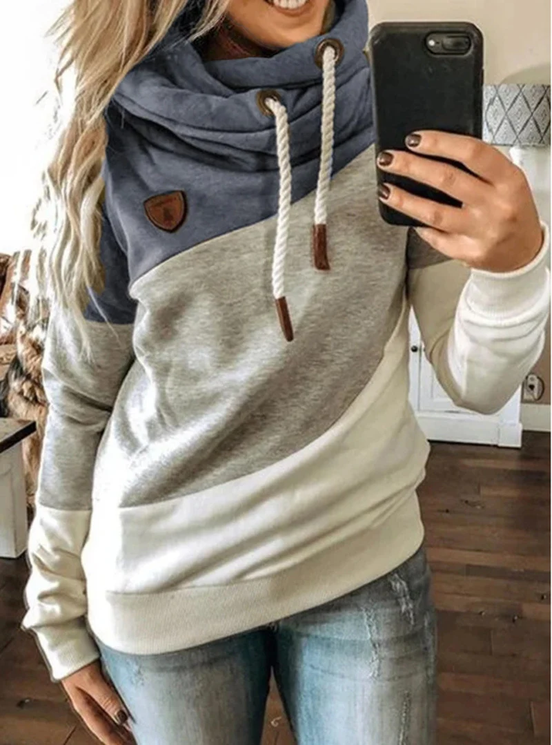 Suéter feminino de lã com capuz e costuras solto perfeito para conforto e aquecimento em dias frios, ideal para um visual casual e aconchegante. — foto 5