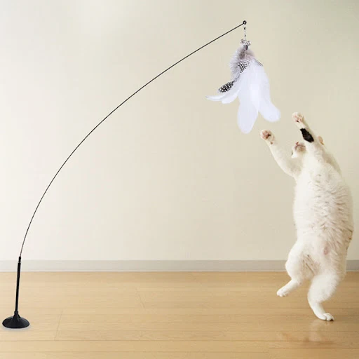 Cat Toys Interactive Cat Toy Steel Wire Feather Toys for Cats Stick Suction Cup Feather Cats Toy with Bell Teaser Pet Pr — photo 6