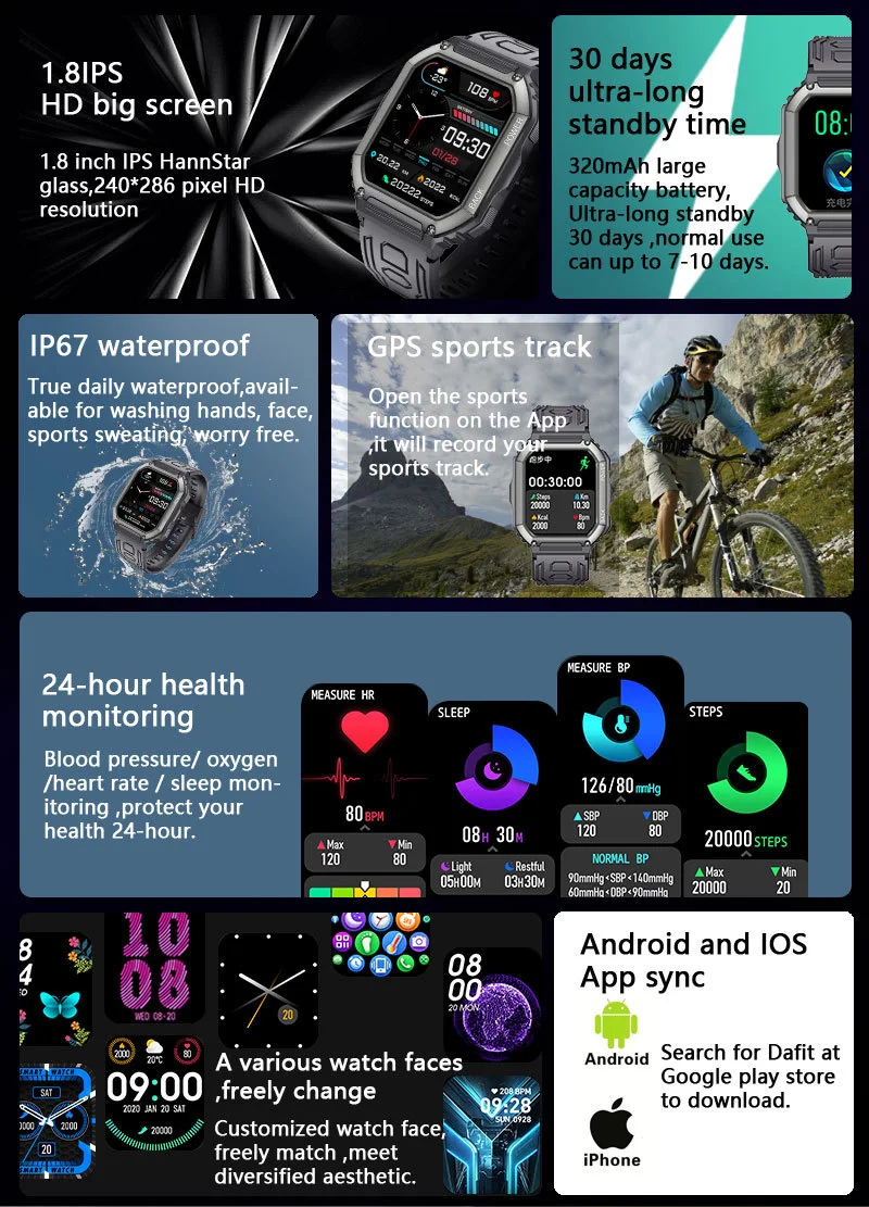 Title 2, KR06 Smart Watch with Bluetooth Call, Three-Pro...