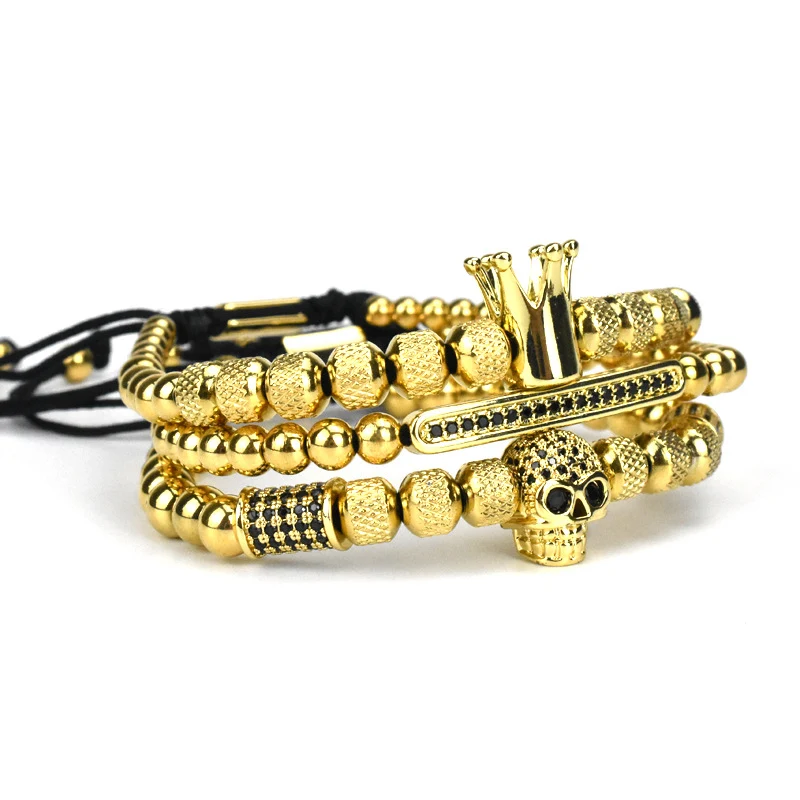 Title 5, Conjunto Pulseira Masculina Crânio Retro Coroa ...