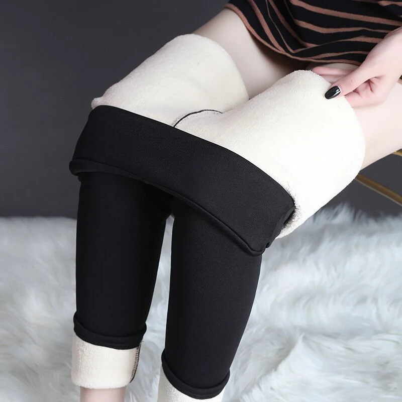 Leggings invernali caldi spessi in cashmere di agnello ad alta elasticità, pantaloni skinny fitness da donna, perfetti per lo sport. — foto 1