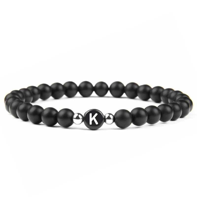 Pulseira de letras em ágata natural fosca de 6MM, um acessório elegante e personalizado para expressar seu estilo único. — foto 27