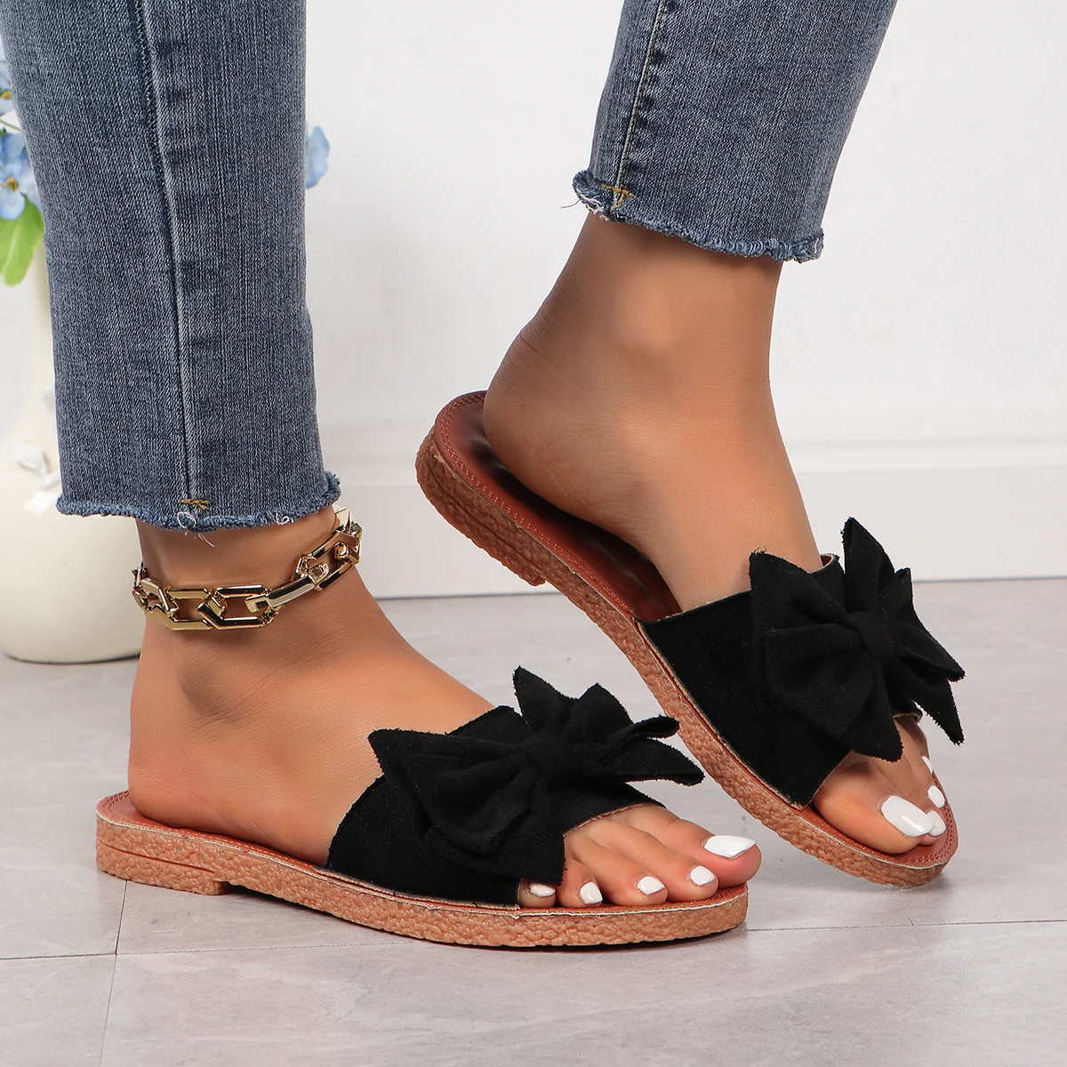 Chinelos Flat de Praia com Laço e Plataforma para Mulheres Fofos e Confortáveis Perfeitos para o Verão Estilo Charmoso e Casual — foto 14