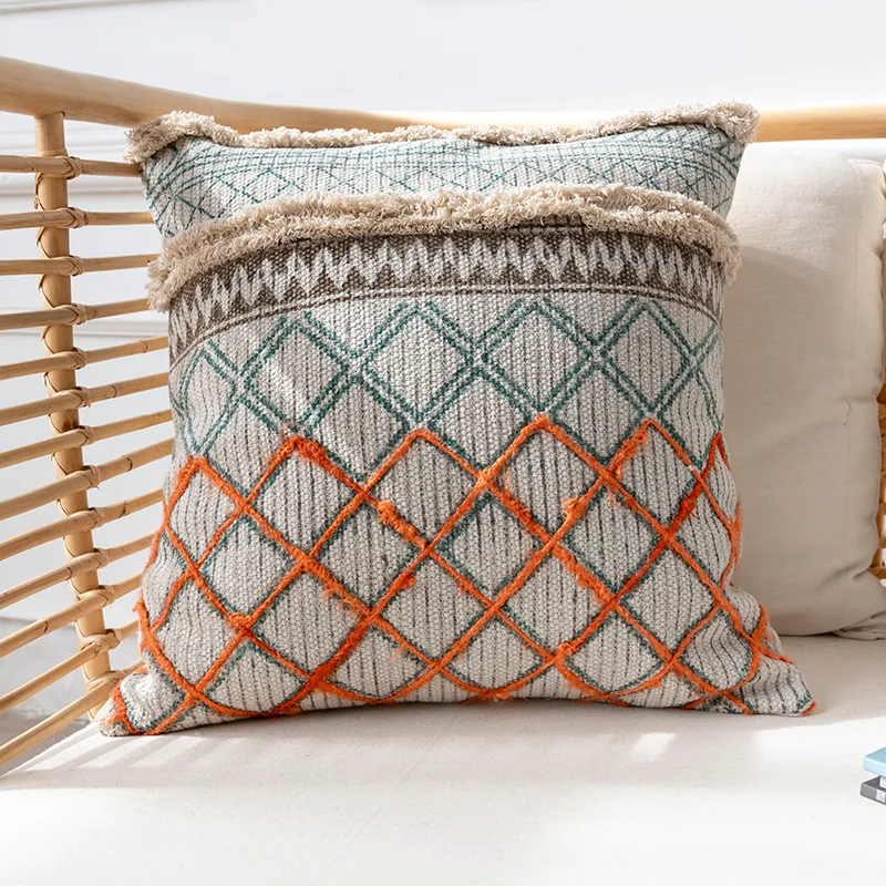 Almofada boêmia estampada à mão, decoração marroquina, nórdica, para casa, sofá e sala de estar. Conforto e estilo. — foto 5