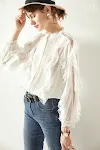 French Linen Elegant Wooden Ear Belly Covering Slimming Loose All-match Lace Sense Of Design Shirt — photo 5