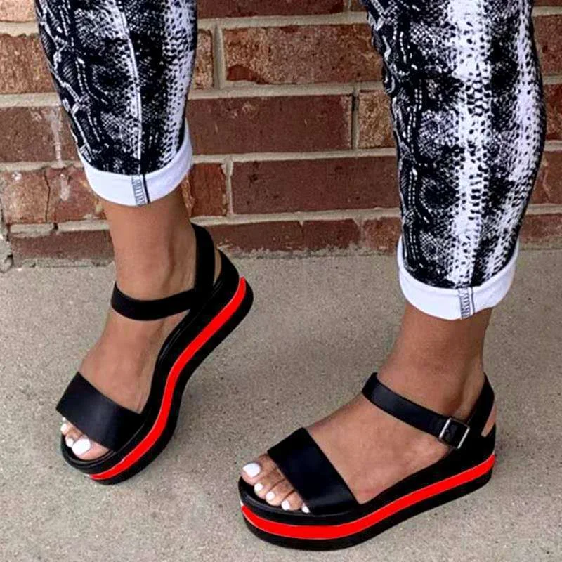 Women's Wedge Heel Color Block Sandals with Buckle and Plus Sizes, comfortable and stylish shoes perfect for summer wear — photo 5