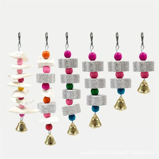 Stone Mineral Pet Supplies Bird Cage Toy Grinding Stone Flower Shape Hang Parakeet Toy For Parrot Biting String Bird Sup — photo 2