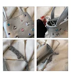 Borsa a mano da donna portatile con strass e texture di nicchia. Elegante e compatta, perfetta per ogni occasione, aggiungendo un tocco di lusso al tuo look. — foto 6