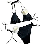 3D Three-dimensional Flower Drawstring Lace Bikini Split Swimsuit for women, perfect for beach and pool, stylish and com — photo 2