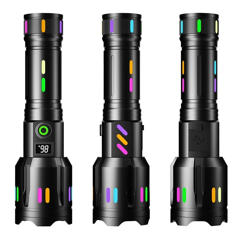 Lanterna Zoom Multifuncional de Luz Forte com Carregamento Tipo C e Display Digital para Iluminação Poderosa e Controle Preciso — foto 7
