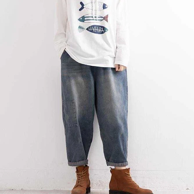 Title 3, Elastic-Waisted Vintage Literary Wash Daddy Pants