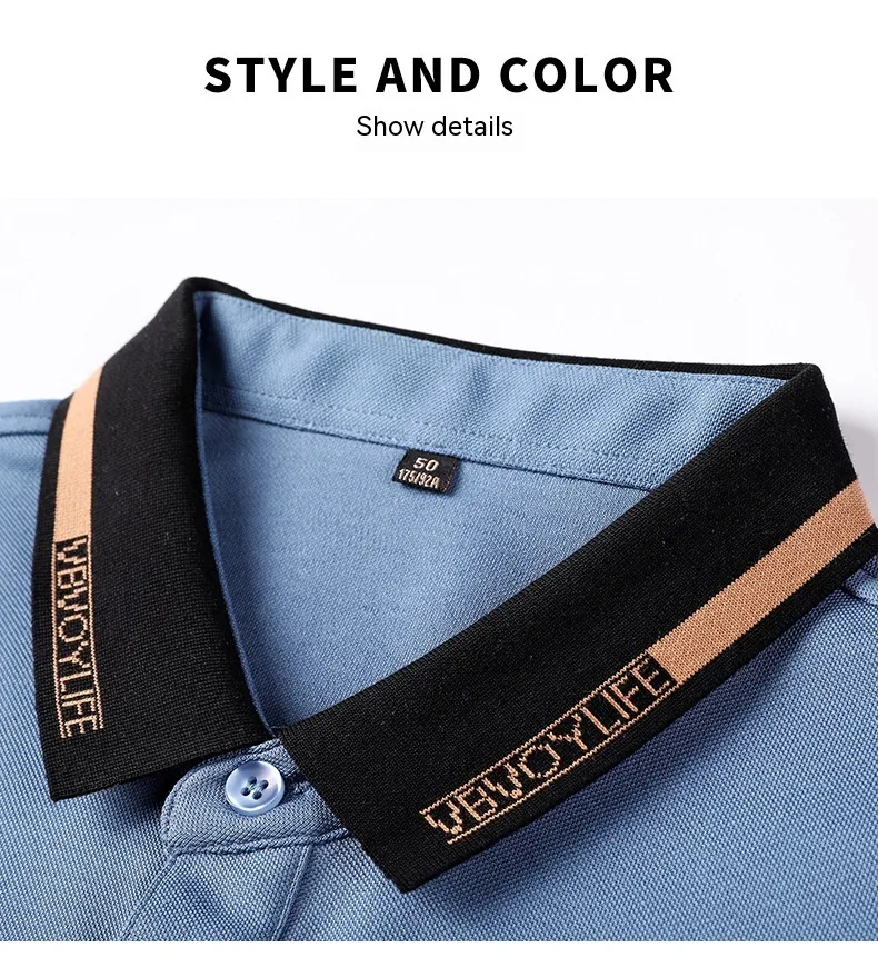 Autumn New Men's Thin Polo Shirt Casual Business Bottoming Shirt Men's T-shirt Stylish and comfortable for work or every — photo 2