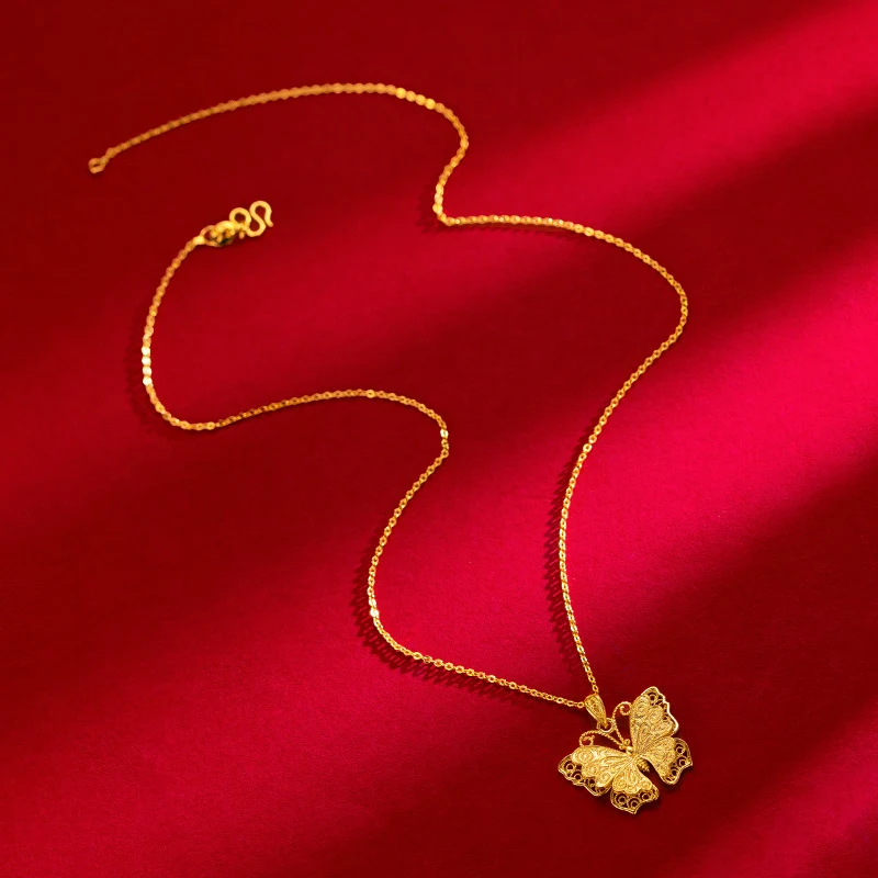 Colar de Borboleta Oca de Ouro Antigo Ouro Aluvial Uma joia deslumbrante para adicionar um toque único e elegante ao seu visual e estilo — foto 3