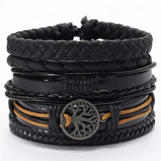 Title 17, Pulseira masculina com pena preta, conjunto de ...