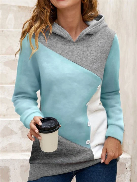 Title 8, Camisa feminina casual de lã com capuz e cor co...