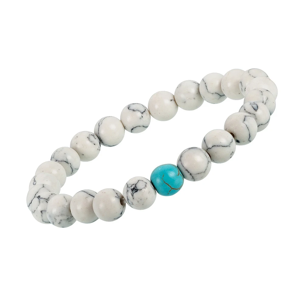 Pulseira de yoga artesanal com contas de Turquesa Branca – Equilíbrio e meditação com este acessório único e elegante. — foto 4
