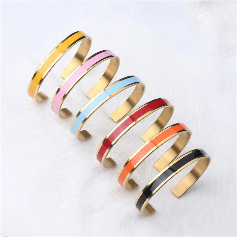 Pulseira de aço inoxidável eletroplatada colorida, moda feminina, design vibrante e elegante, acessório resistente e perfeito para realçar seu estilo. — foto 9