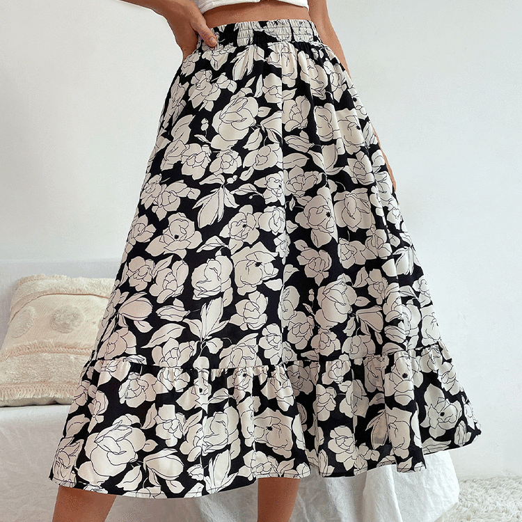 Saia Casual de Cintura Alta com Estampa e Cauda de Sereia. Leve e estilosa, ideal para um visual moderno e elegante. Conforto e beleza em uma só peça. — foto 4