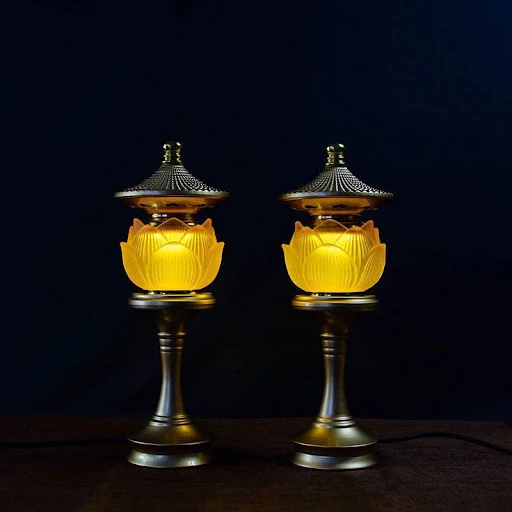 Title 6, Buddha Worshiping Lotus Lamp Colored Glaze prov...