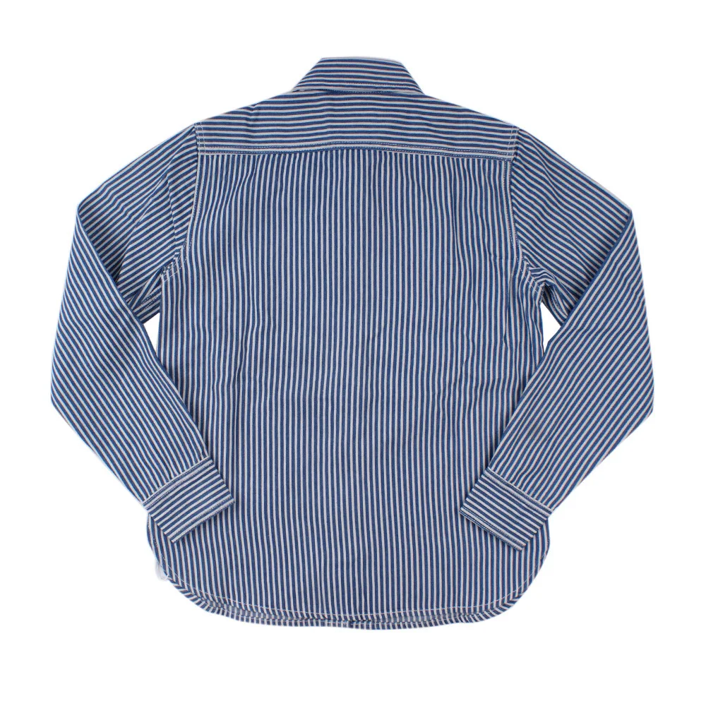 Camisa Masculina Listrada Vertical Retro Americana. Desfrute do estilo vintage com conforto e elegância. Perfeita para um visual casual sofisticado, respirável e estiloso — foto 7