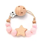 Garfo de silicone com estrela de cinco pontas e cabo de madeira, perfeito para bebês e crianças pequenas, macio, fácil de limpar e seguro. — foto 3