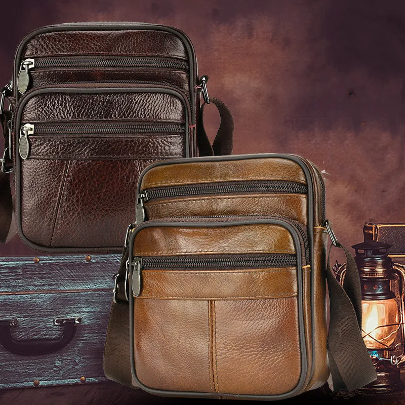 Bolsa de ombro de couro bovino de primeira camada para negócios de moda e uso ao ar livre. Elegante, durável e ideal para transportar seus itens essenciais. — foto 4