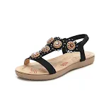 Sandálias femininas com bico redondo e flores de strass, proporcionando elegância e conforto para diversas ocasiões. — foto 12