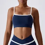 Sutiã de ioga nude com bloqueio de cores, top esportivo justo para mulheres — foto 4