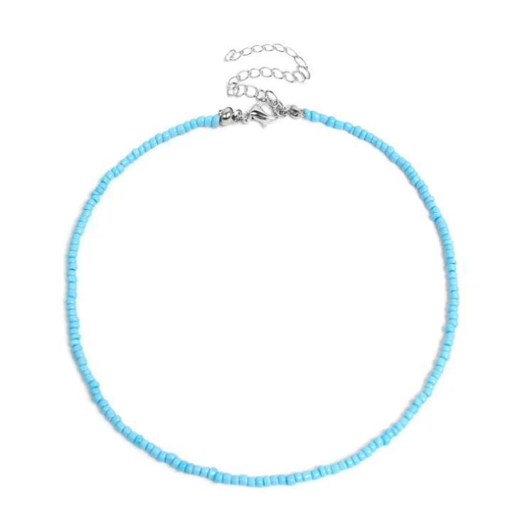 Colar feminino com contas de vidro branco natural, doce e simples. Um acessório elegante para uso diário, realçando qualquer look com beleza. — foto 13
