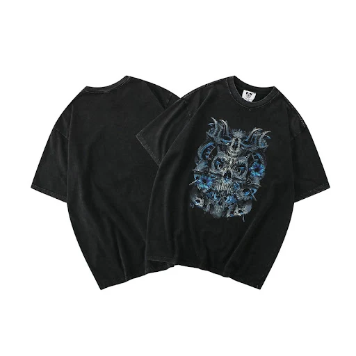 Title 6, Casual Skull T-shirt Retro Washed And Old. Comf...