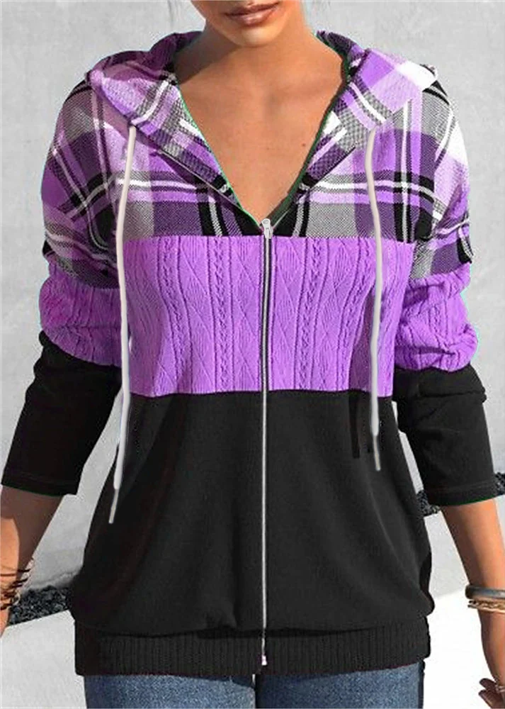 Title 6, Maglione stampato scozzese con cappuccio con ce...