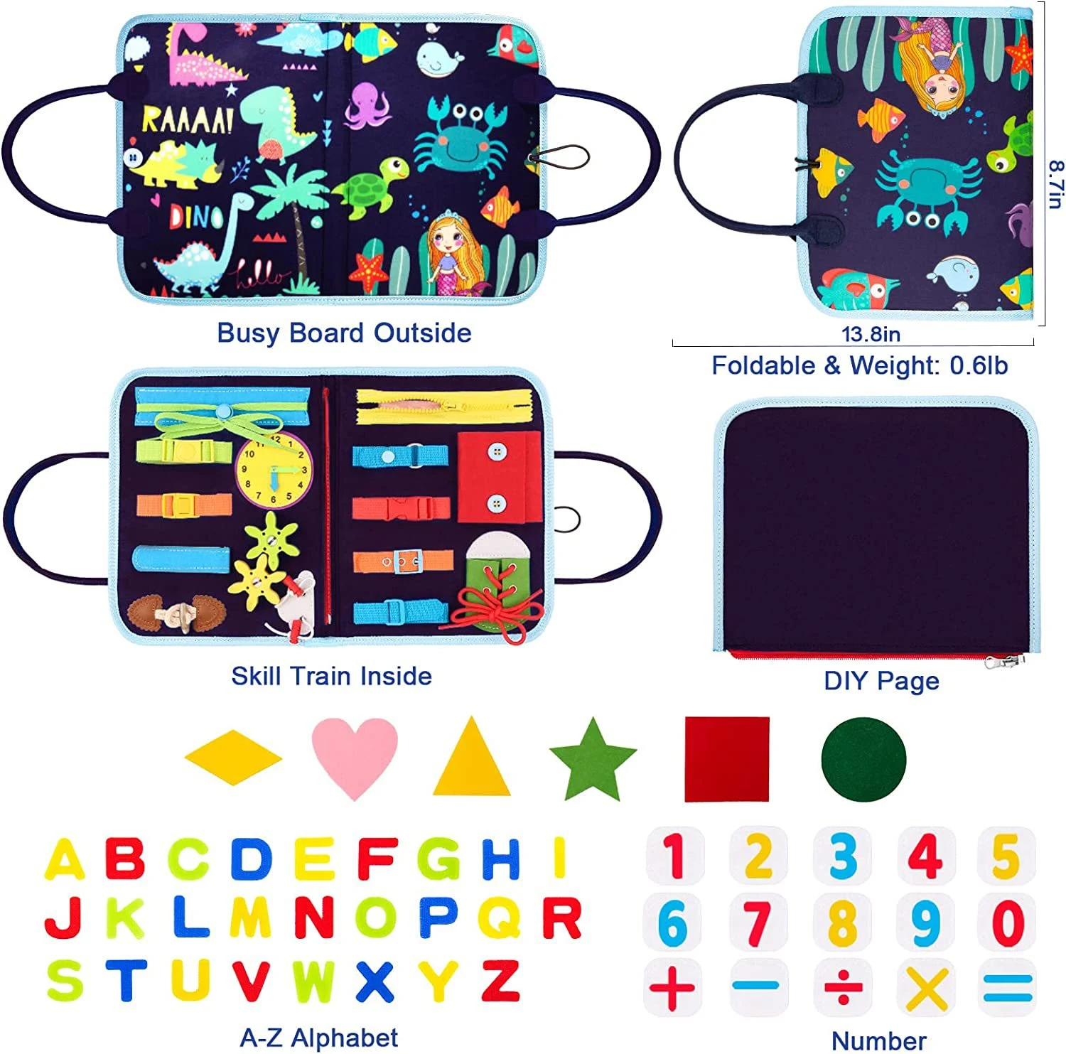 Quadro de vestir infantil de feltro Brinquedo educativo para bebês Estimula habilidades práticas e motoras finas. Ideal para aprendizado. — foto 5