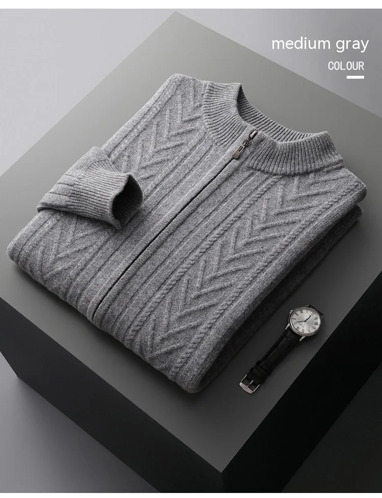 Title 14, Autumn and Winter Mens Thick Sweater Coat Card...