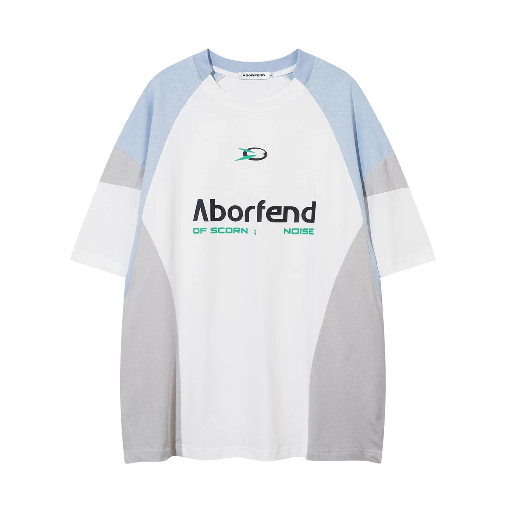 Casual T-shirt met korte mouwen en kleurcontrast patchwork. Ideaal voor een relaxte look. Comfortabel en veelzijdig, perfect voor dagelijks gebruik. — foto 4