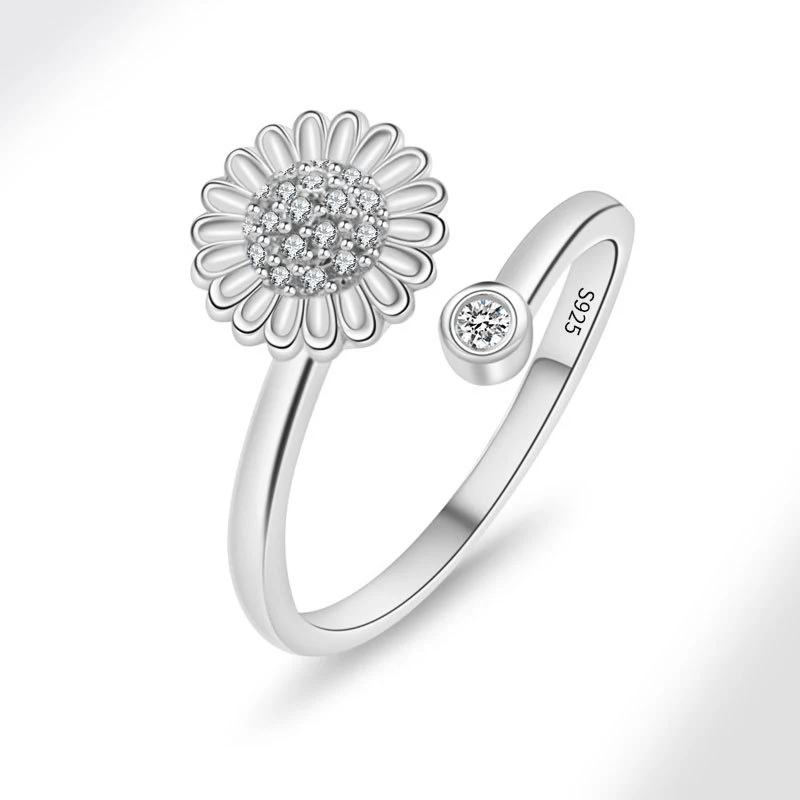 Anel giratório feminino em prata esterlina S925. Design elegante e ajustável para mulheres, um toque moderno e sofisticado ao seu visual. — foto 1