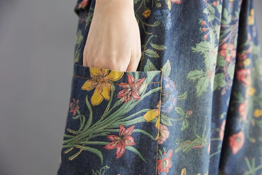 Title 6, Jeans femininas florais soltas com efeito de re...
