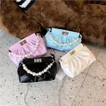 All-match Pearl Hand Pleated Cloud Bag Women's Shoulder Bag. Features hand-pleated design, pearl accents, and cloud-like — photo 6