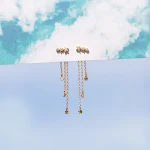 Lange kwast oorringen van sterling zilver voor dames. Elegante oorringen die elke outfit een stijlvolle uitstraling geven. Perfect voor speciale gelegenheden. — foto 13