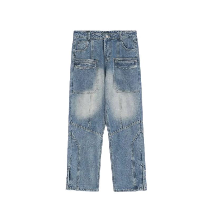 Title 2, Amerikaanse retro multi-pocket overall jeans vo...