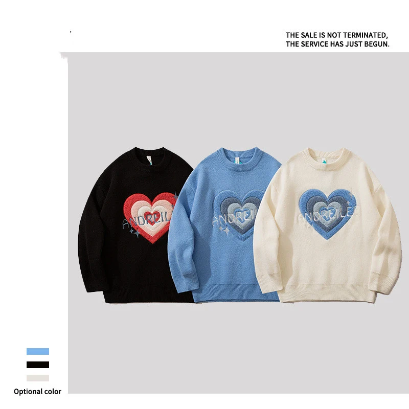 Suéter American Retro Love Neutral Flocking solto, estilo folgado e confortável, com toque aveludado, perfeito para looks casuais e charmosos. — foto 2