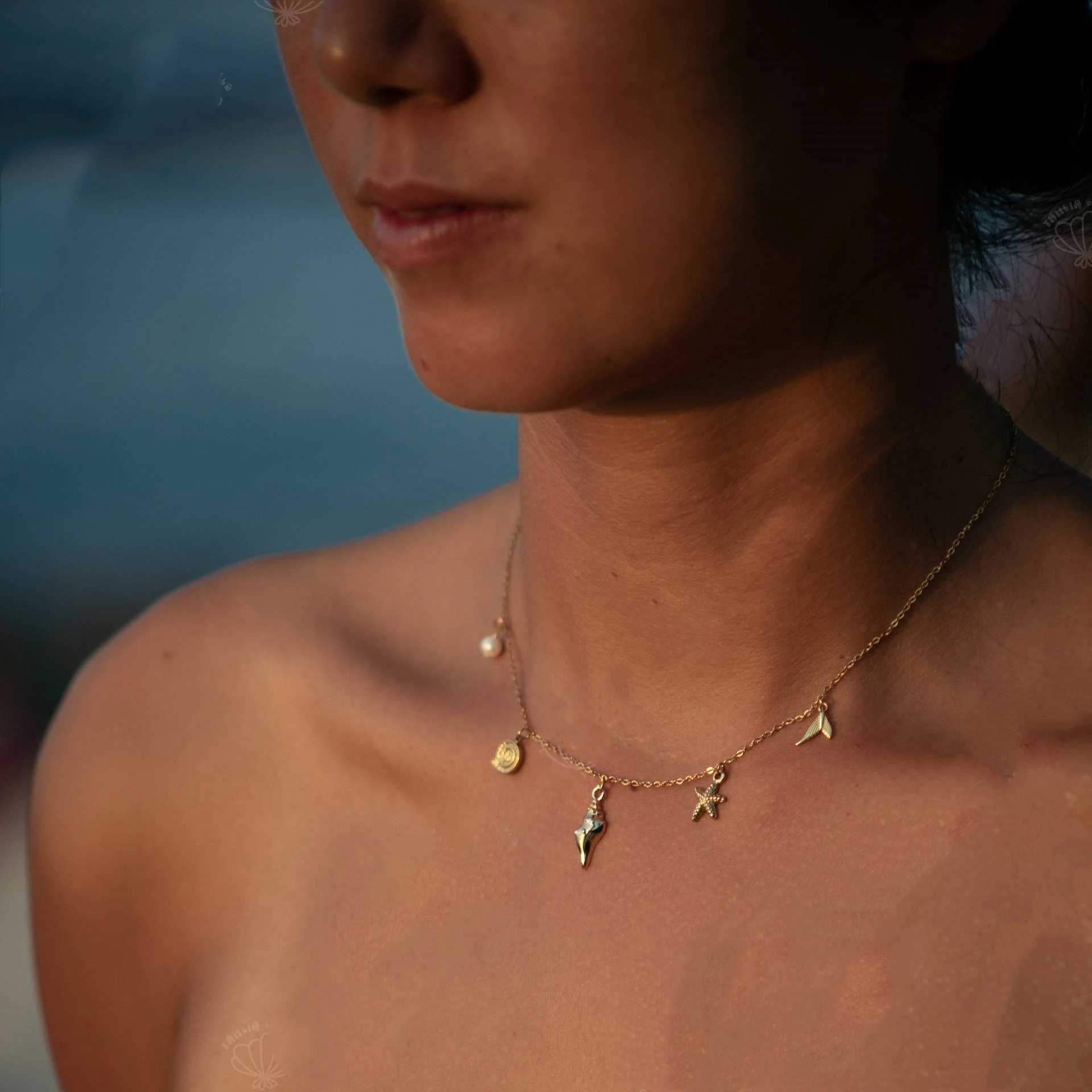 Colar com pingente de estrela do mar oceânica boêmia em aço inoxidável, joia feminina, presente elegante e sofisticado. — foto 12