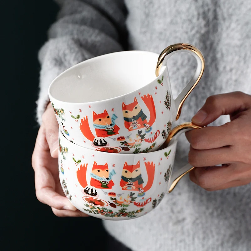 Creative and cute squirrel milk cup with gold handle. Enjoy your beverages in style and add a fun touch to your day with — photo 3